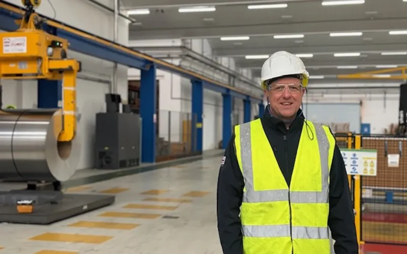 Bridgnorth Aluminium's commercial director Adrian Musgrave wearing PPE in the Bridgnorth factory speaks about expansion plans