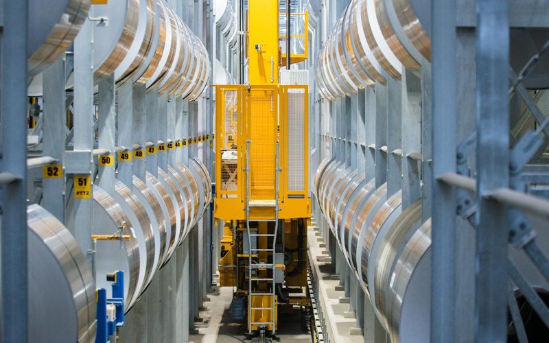 Industrial storage of battery foil rolls ready for export